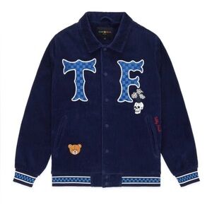 Teddy Fresh Corduroy Baseball Jacket Size 2x blue